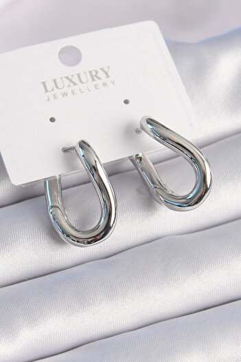 SeyCey.co Brass Silver Color Hoop Model Women's Earrings
