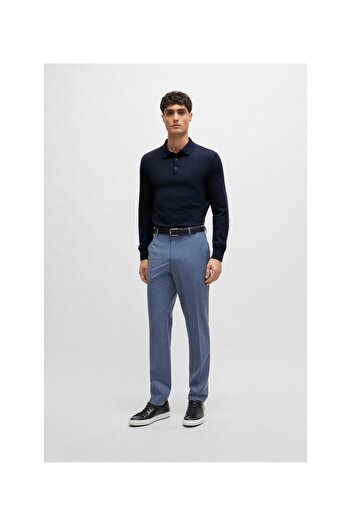 BOSS Normal kesim pamuklu penye polo yaka kazak