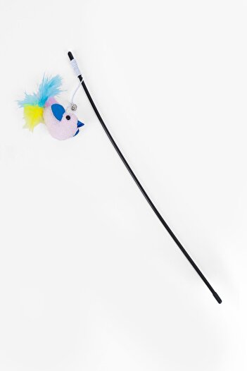 GOBYPET Furry Cat Fishing Rod, Plush Pink Bird Cat Play Fishing Rod