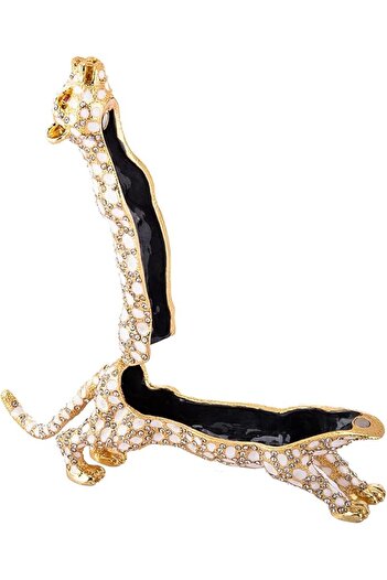 AKDC Décor Leopard Box White 20Cm X 4Cm X 7Cm White & Golden