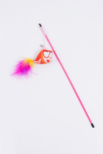 GOBYPET Furry Cat Fishing Rod, Orange Fish Cat Game Fishing Rod