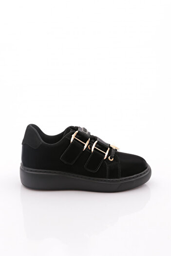 DGN Women's Accessory Belt Detailed Sneakers Shoes Black Silk 12211639101