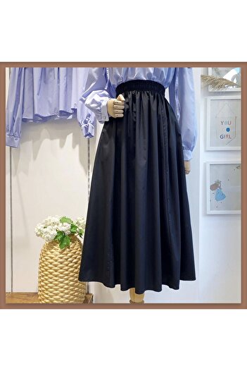 Faya Boutique Fusta neagră din popelin cu talie elastică