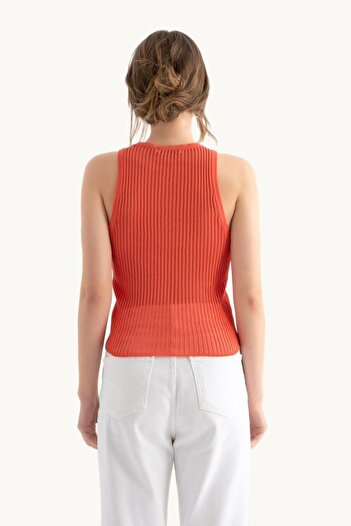 Hiccup Round Neck Ribbed Mesh Tank Top