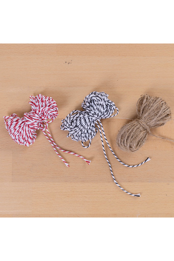 Bimotif Pack String Set - 20 Metres Black White, Jute & Red White