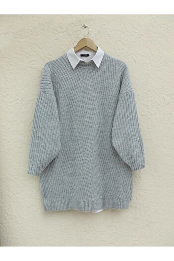 Modamorfo Running Knitted Diamond Patterned Knitwear Tunic