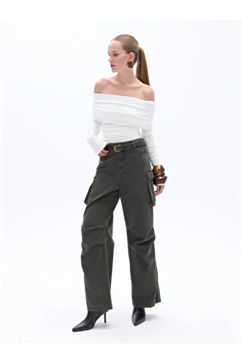 Nocturne Gather Detailed Open Shoulder Blouse