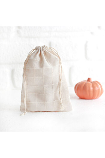 Bimotif Checkered Pattern Buldan Cloth Fabric Pouch, 10X15 cm 5 Pieces