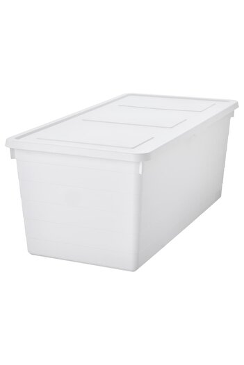 erorex صندوق تخزين مع غطاء، أبيض، 38x76x30 سم
