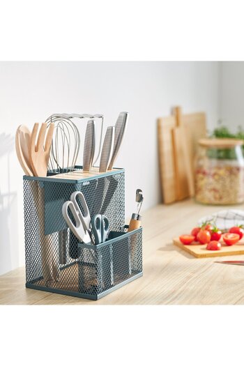 erorex Knife block, bamboo/grey-turquoise