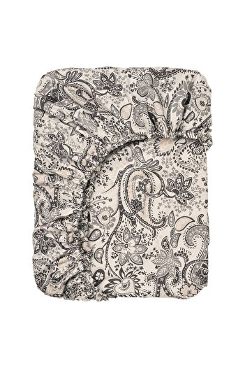 erorex Fitted sheet, grey/white, 160x200 cm