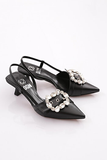 DGN 6107 Women's Stone Embroidered Heeled Evening Shoes