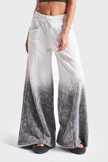 its basic Women's Ecru Color Special Washed Palazzo Fit Design Knitted Sweatpants