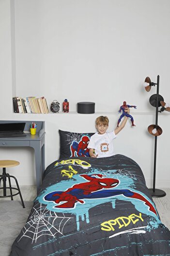 Özdilek Disney Spiderman Street Single Duvet Cover Set - Gray