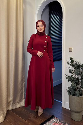 Neşeli Butik Women Button Detailed Hijab Dress Nms037