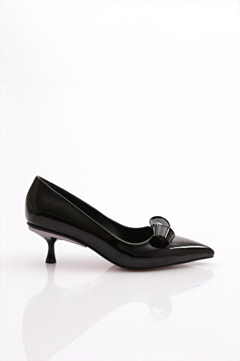 DGN Black Patent Leather Women's High Heeled Shoes - 16623643