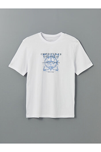 LC Waikiki Ανδρικό μπλουζάκι με στάμπα LCW Crew Neck