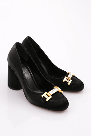 DGN 6030 Women's Teş Detailed Heeled Shoes Black Opening