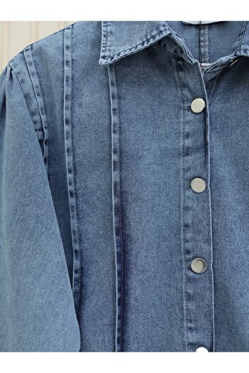 Modamorfo Ice Blue Denim Set - Flounce Skirt and Buttoned Jacket