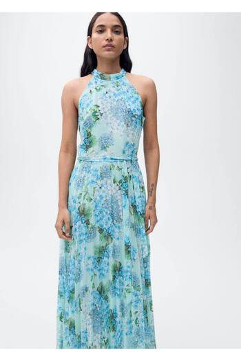 MANGO Woman Floral Pattern Pleated Dress