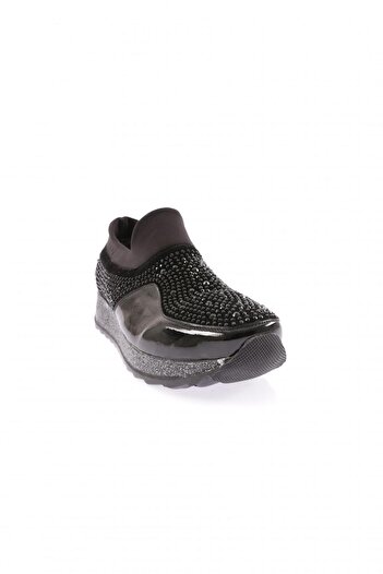 DGN Women's Thick Sole Crystal Stone Sneakers Shoes Black 112130282674