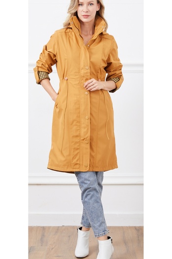 Allyz Mustard Hooded Trench Coat