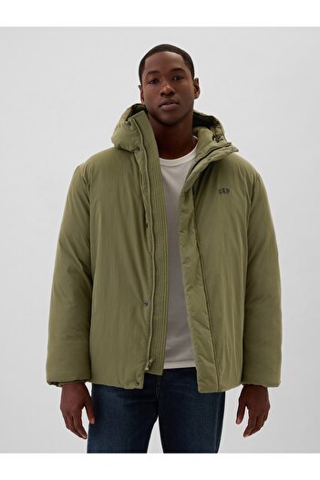 GAP Erkek Haki Geri Dönüştürülmüş Gap Logo Puffer Şişme Mont