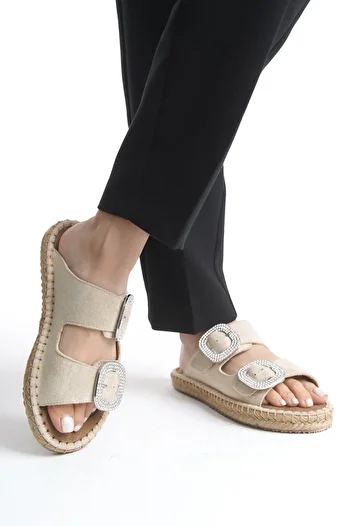 MARSEDO Milano Women's Daily Slippers Double Banded Stone Buckle Eva Sole Slippers