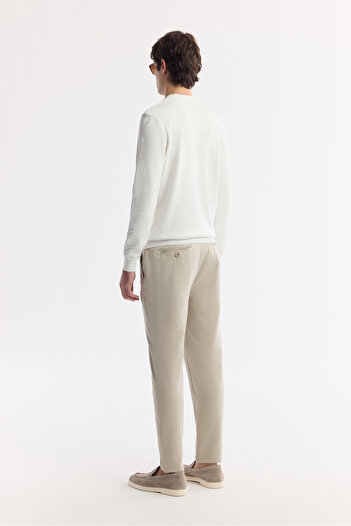 Avva Erkek Ekru Bisiklet Yaka Dokulu Rayon Triko Regular Fit Kazak A51Y5022