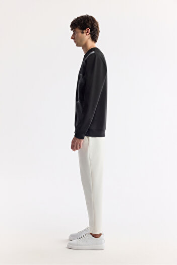 Avva Erkek Siyah Bisiklet Yaka Bi-Stretch İnterlok Regular Fit Sweatshirt A51Y1221