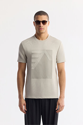 Avva Men's Gray Crew Neck Printed Bi-Stretch Interlock Regular Fit T-Shirt A51Y1072