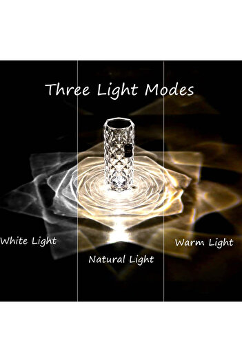 sharpdo Table Lamp Touch Control, USB/Battery Powered Acrylic Romantic Diamond Rose Shade Nightstand Lamp