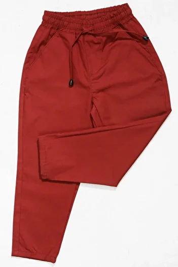 ASG TEKSTİL Burgundy Color Elastic Waist Lycra Children's Trousers
