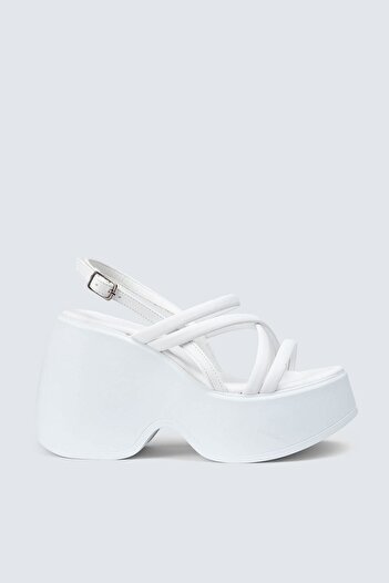Deery White Women's Platform Heel Sandals