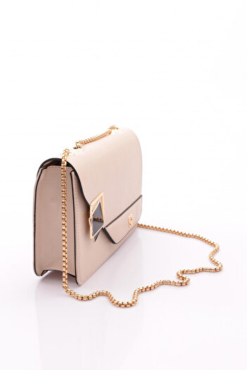 DGN Women's Handle Chain Square Bag Beige Fabric 11282361235102