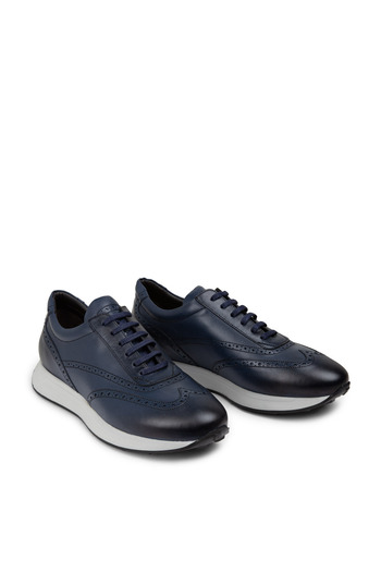 Deery Genuine Leather Navy Blue Men's Sneakers