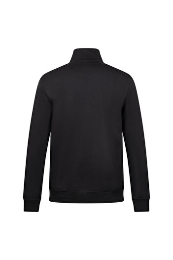 Hatemoğlu Black Regular Fit Zippered Half Turtleneck Cotton Sweatshirt