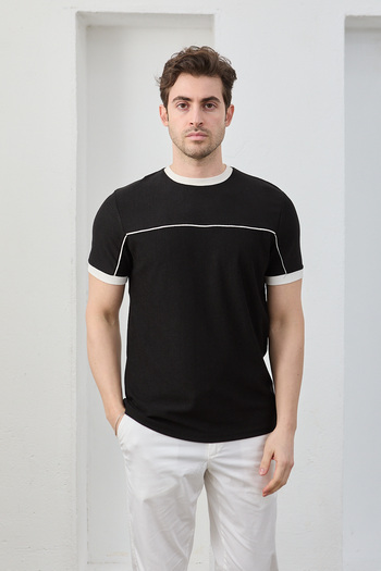 RAVANELLI Men's Cotton Soft Textured Crew Neck T-Shirt