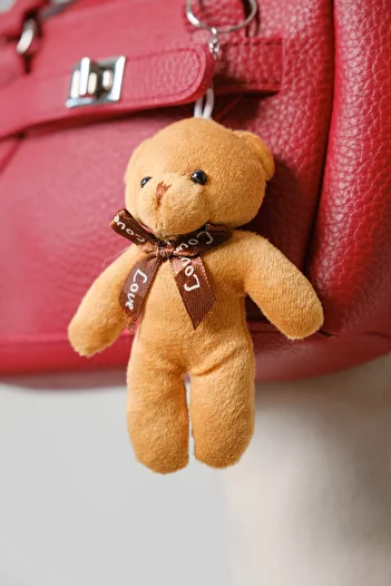 Moda Değirmeni Red Women's Stylish Baguette Hand and Shoulder Bag with Teddy Bear Md1275-316-0002