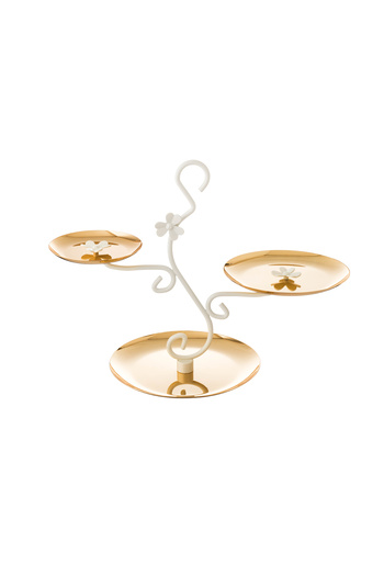 Dania Sweets rack with 3 plates, gold and white handle