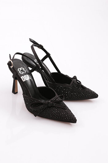 DGN 6703 Women's Back Tie Stone Heeled Evening Dress Shoes