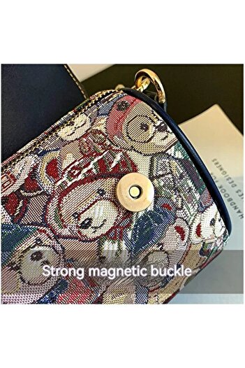 SilkRoute Kadın Çapraz Çanta Küçük Ayı Desenli Kadın Omuz Çantası 20cm X 14cm Kimlik Bölmeli