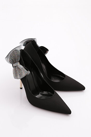 DGN Black Satin Women's Heeled Shoes - 56513557