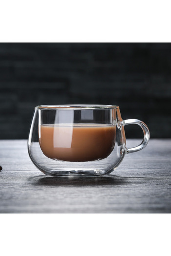 Choice 150ml Double Wall High Borosilicate Glass Mug Heat Resistant Handle Coffee Milk Juice Water Cup Bar