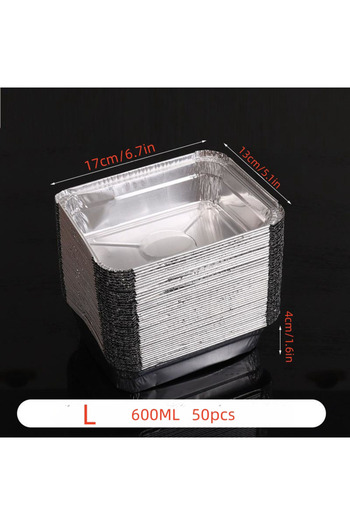 Choice Silvery-L 50pcs disposable aluminium foil, various sizes, tin pans are perfect for cooking, heating,