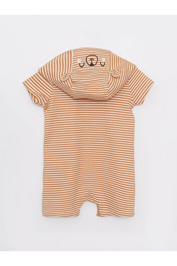 LC Waikiki Hooded Short Sleeve Striped Cotton Baby Boy Romper (S2)