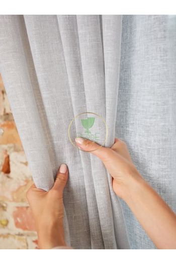 Perdeplus Linen Look Plain Tulle Curtain Does Not Need Ironing