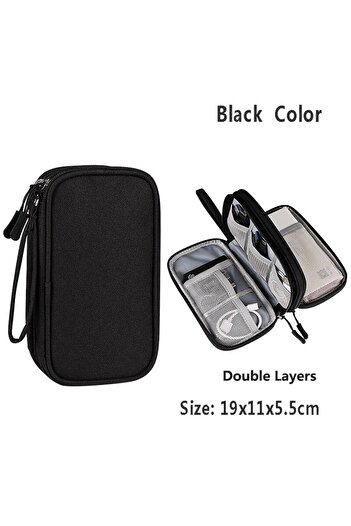 Choice Double Layers Data Cable Storage Bag Waterproof Portable Carry Case Storage Bag Travel Organizer Ba