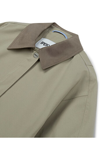 İpekyol Short Trench Coat with Contrast Collar