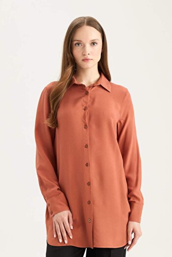 DeFacto Regular Fit Basic Düz Uzun Kollu Tesettür Gömlek Tunik Z3538az25sp